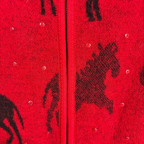 Tally-Ho Equestrian Horse Red Wool Vest Medium collar full zip Western Cowgirl - Picture 7 of 7